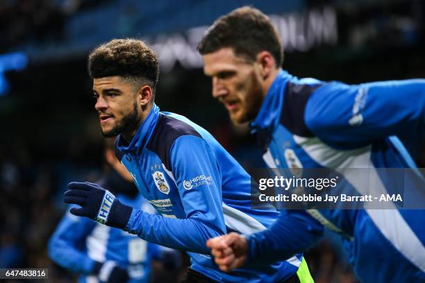 Philip Billing of Huddersfield Town during The Emirates FA Cup Fifth Round Replay between Manchester City and Huddersfield Town at the Etihad Stadium...
