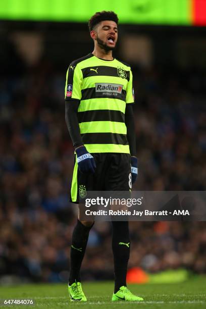 Philip Billing of Huddersfield Town during The Emirates FA Cup Fifth Round Replay between Manchester City and Huddersfield Town at the Etihad Stadium...