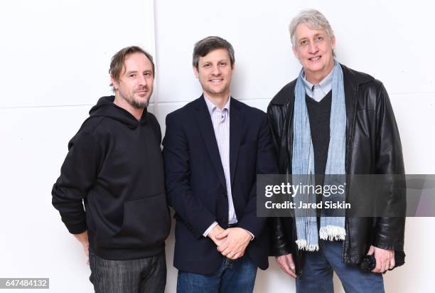 Sterling Ruby, Jed Morse and Jeff Flemming attend Gagosian Opening Reception for Sterling Ruby at Gagosian Gallery on March 1, 2017 in New York City.