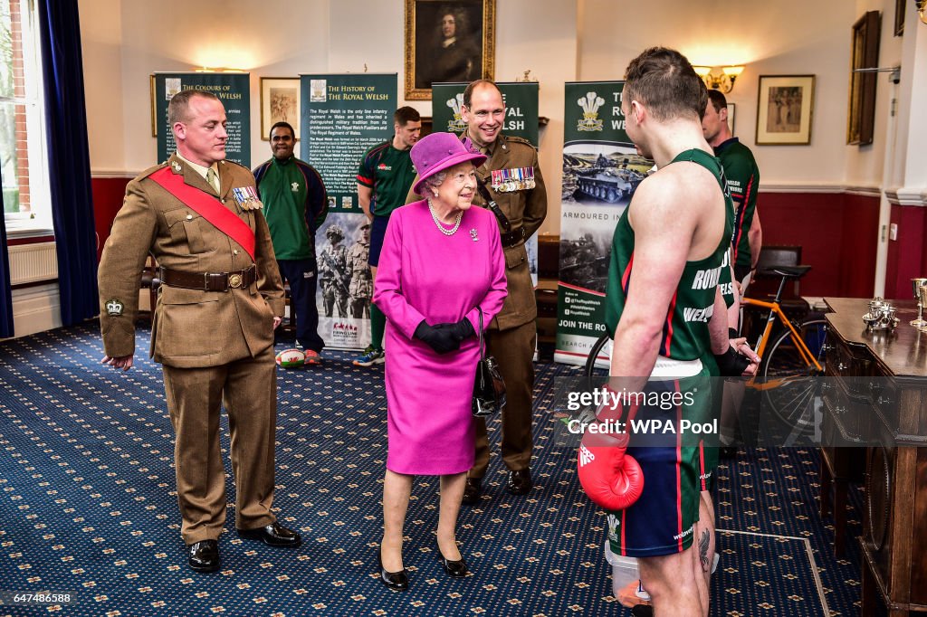 The Queen Presents Leeks To The Royal Welsh To Mark St David's Day