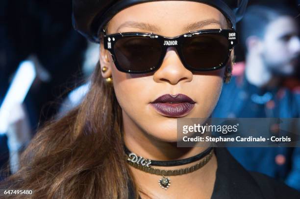Singer Rihanna attends the Christian Dior show as part of the Paris Fashion Week Womenswear Fall/Winter 2017/2018 on March 3, 2017 in Paris, France.