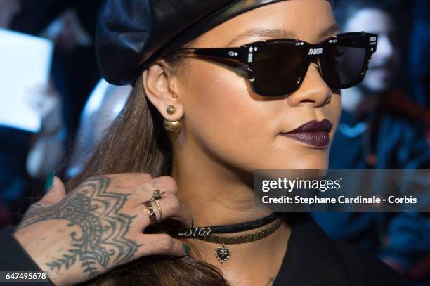 Singer Rihanna attends the Christian Dior show as part of the Paris Fashion Week Womenswear Fall/Winter 2017/2018 on March 3, 2017 in Paris, France.