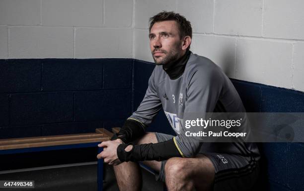 Footballer Gareth McAuley is photographed for the Telegraph on February 27, 2017 in West Bromwich, England.