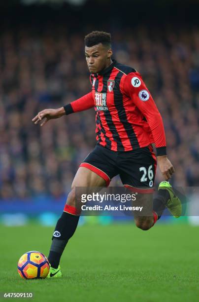 Tyrone Mings of AFC Bournemouth during the Premier League match between Everton and AFC Bournemouth at Goodison Park on February 4, 2017 in...