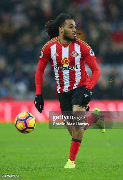 Jason Denayer of Sunderland during the Premier League match between Sunderland and Southampton at Stadium of Light on February 11, 2017 in...