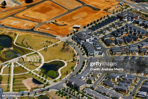 housing developement, campbelltown, ambarvale, south-west sydney, aerial photography - sydney aerial stock pictures, royalty-free photos & images
