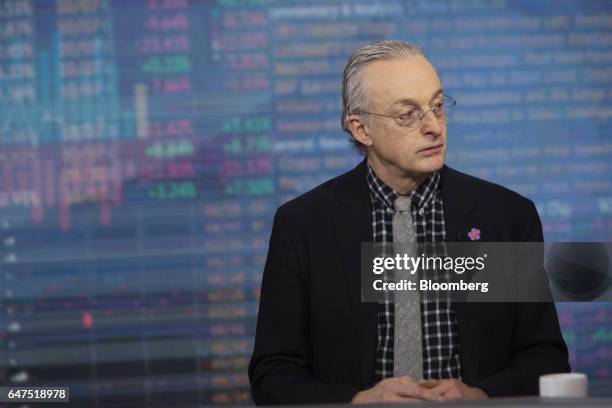 David Kirkpatrick, chief executive officer of Techonomy Media, listens during a Bloomberg Television interview in New York, U.S., on Friday, March 3,...