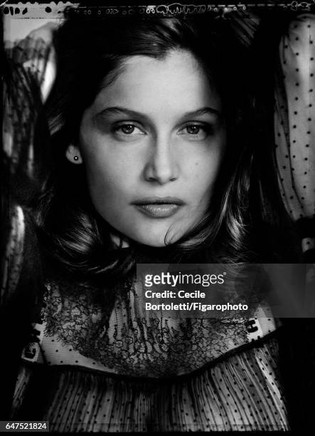Model Laetitia Casta is photographed for Madame Figaro on January 12, 2017 in Paris, France. Blouse . Make-up by Dior. PUBLISHED IMAGE. CREDIT MUST...