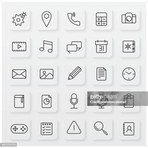 minimalist operating system line icon set - atitude stock illustrations