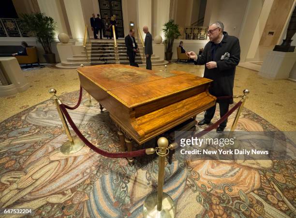 The piano that used to belong to American composer and songwriter Cole Porter was tuned and put on display inside Waldorf Astoria New York, 301 Park...