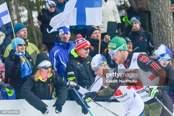 Daniel Rickardsson , Thomas Bing during Men cross-country 4 x 10.0km Relay Classic/Free final, at FIS Nordic World Ski Championship 2017 in Lahti. On...