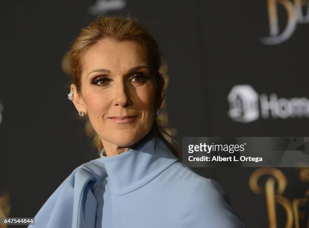 Singer Celine Dion arrives for the Premiere Of Disney's "Beauty And The Beast" held at El Capitan Theatre on March 2, 2017 in Los Angeles, California.