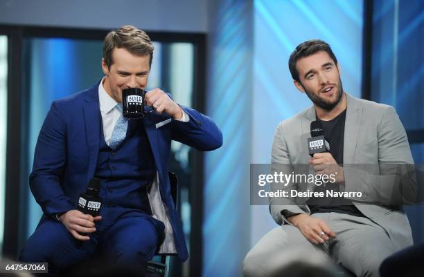 Actors Freddie Stroma and Josh Bowman attend Build Series to discuss 'Time After Time' at Build Studio on March 3, 2017 in New York City.