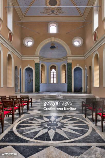 st vukolos, old orthodox church showing elegant floor desgn, basmane, izmir turkey - desgn stock pictures, royalty-free photos & images