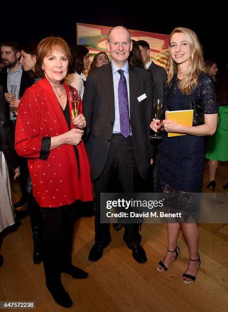 Dame Penelope Wilton, Jeremy Newton and Bonnie Austin attend the Be Inspired private view and party in aid of Children & the Arts, on March 3, 2017...