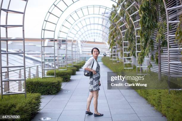 singapore asian portrait a women visit a public garden - singapore shopping family stock pictures, royalty-free photos & images