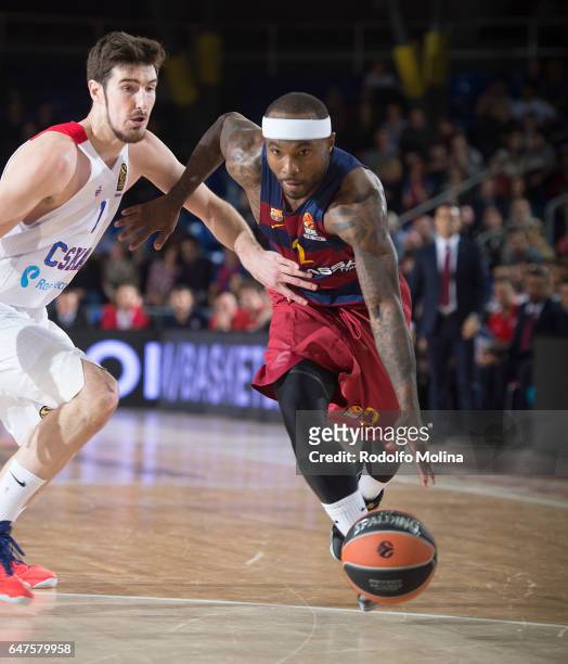 Tyrese Rice, #2 of FC Barcelona Lassa in action during the 2016/2017 Turkish Airlines EuroLeague Regular Season Round 24 game between FC Barcelona...