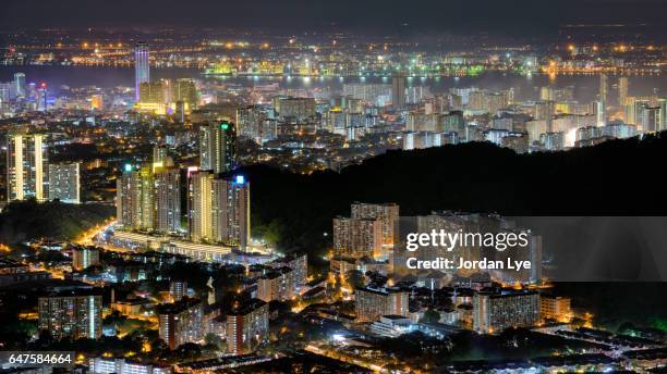 penang nightscape - penang stock pictures, royalty-free photos & images