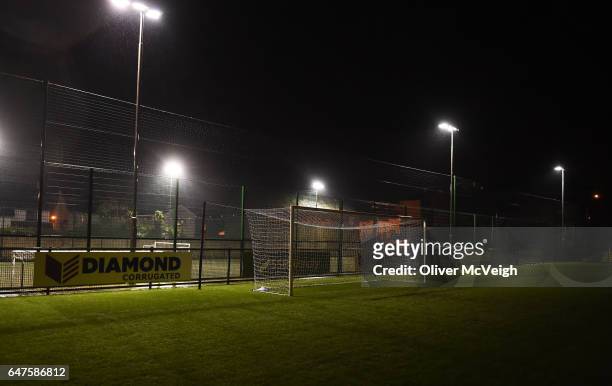 Donegal , Ireland - 3 March 2017; A general view of the goals after floodlight failure resulted in the game being abandoned in the SSE Airtricity...