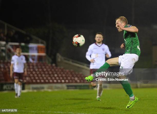 Cork , Ireland - 3 March 2017; Stephen Dooley of Cork City scoring his side's third goal during the SSE Airtricity League Premier Division match...