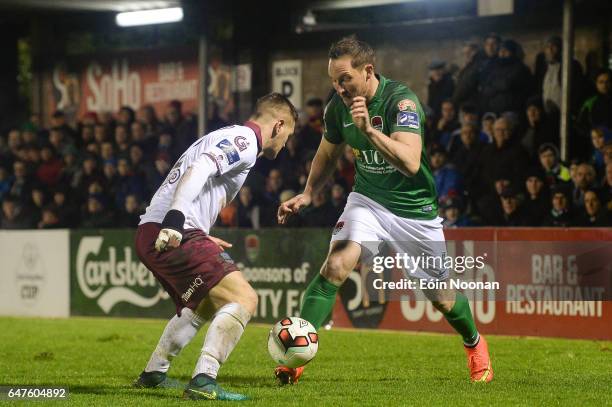 Cork , Ireland - 3 March 2017; Achille Campion of Cork City in action against Colm Horgan of Galway United during the SSE Airtricity League Premier...