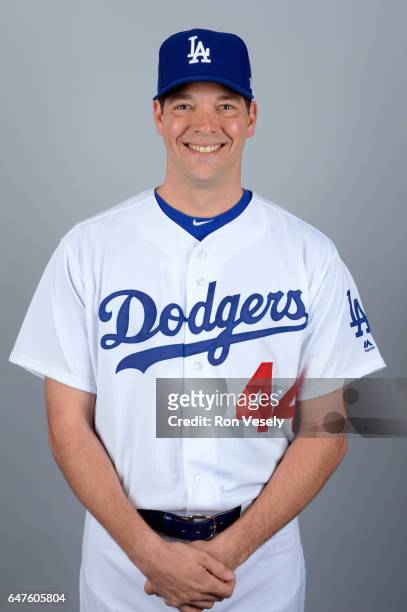Rich Hill of the Los Angeles Dodgers poses during Photo Day on Friday, February 24, 2017 at Camelback Ranch in Glendale, Arizona.