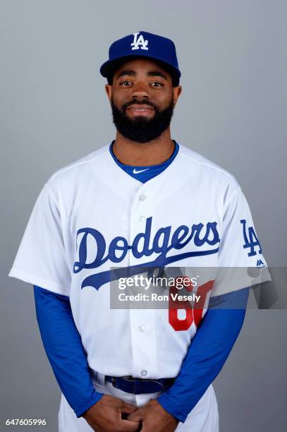 Andrew Toles of the Los Angeles Dodgers poses during Photo Day on Friday, February 24, 2017 at Camelback Ranch in Glendale, Arizona.