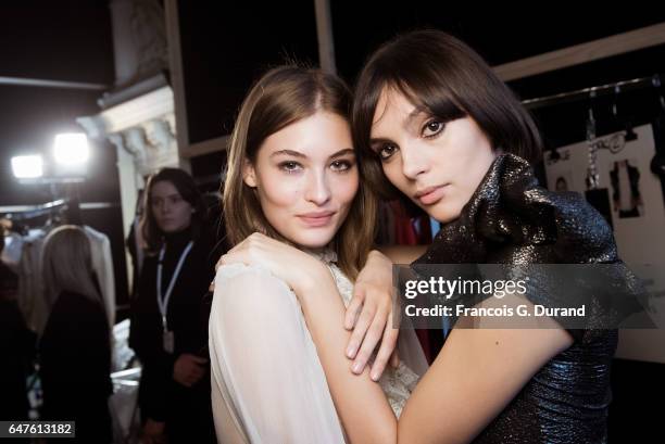 Model Grace Elizabeth poses backstage before the Redemption show as part of the Paris Fashion Week Womenswear Fall/Winter 2017/2018 on March 3, 2017...