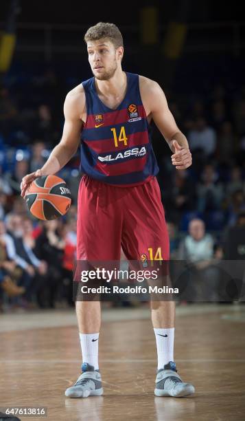 Aleksandar Vezenkov, #14 of FC Barcelona Lassa in action during the 2016/2017 Turkish Airlines EuroLeague Regular Season Round 24 game between FC...