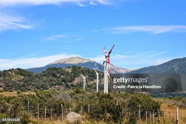 wind turbines near coyhaique - aysén del general carlos ibáñez del campo stock pictures, royalty-free photos & images