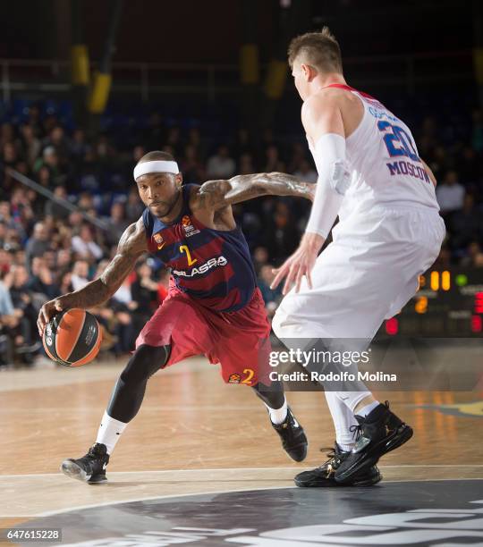 Tyrese Rice, #2 of FC Barcelona Lassa in action during the 2016/2017 Turkish Airlines EuroLeague Regular Season Round 24 game between FC Barcelona...