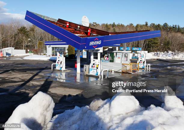 The roof of an Irving gas station on Route 1 in Falmouth collapsed Sunday afternoon. Gaf-tek, a petroleum services company, is working on the scene...