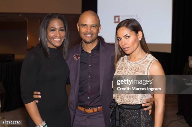 Actress Terri Vaughn, Dondre Whitfield and actress Salli Richardson Whitfield on stage during the 2017 Black Women Film Summit - "Untold Stories"...