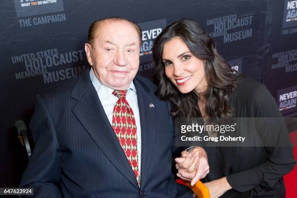 Actress Daniela Ruah poses for a picture with Max Webb, a Holocaust Survivor and celebrating his 100th birthday at the United States Holocaust...