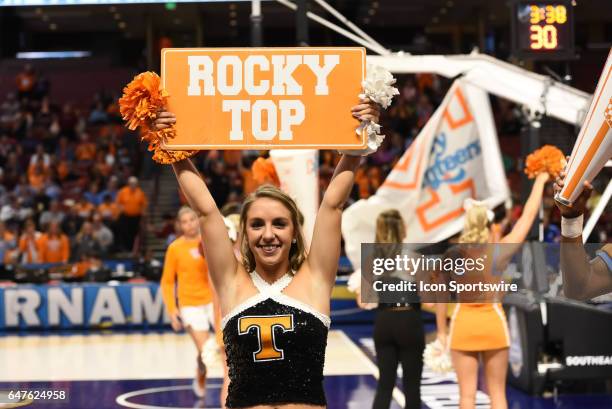 Tennessee Volunteer cheerleader during 2nd half action between the Alabama Crimson Tide and the Tennessee Volunteers on March 02, 2017 at Bon Secours...