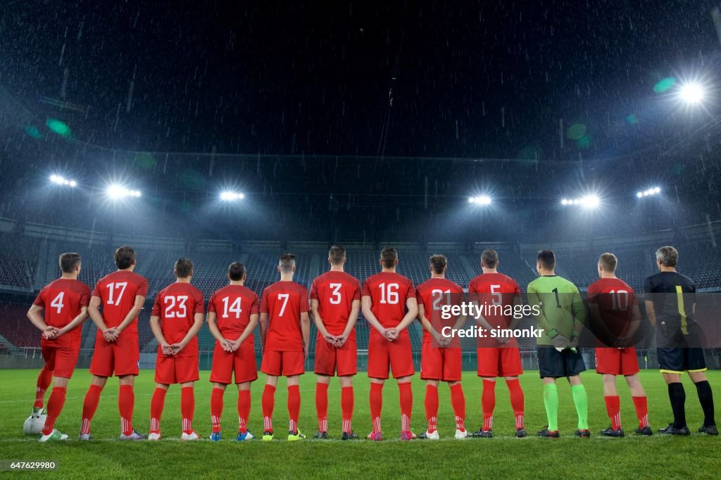 Football team standing in a row