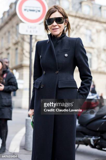 Carine Roitfeld is seen in the streets of Paris before the Issey Miyake show during Paris Fashion Week Womenswear Fall/Winter 2017/2018 on March 3,...
