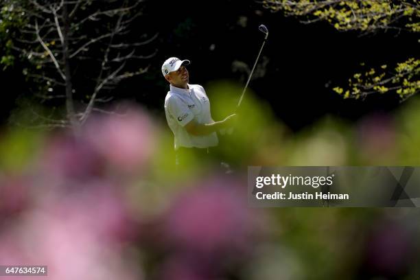 Bill Haas of the United States plays his tee shot on the seventh hole during the second round of the World Golf Championships Mexico Championship at...