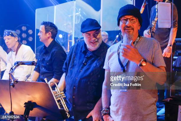 Jazz musician Randy Brecker and british singer, guitar player and composer Chris Thompson during the last rehearsal for the concert 'Man Doki...