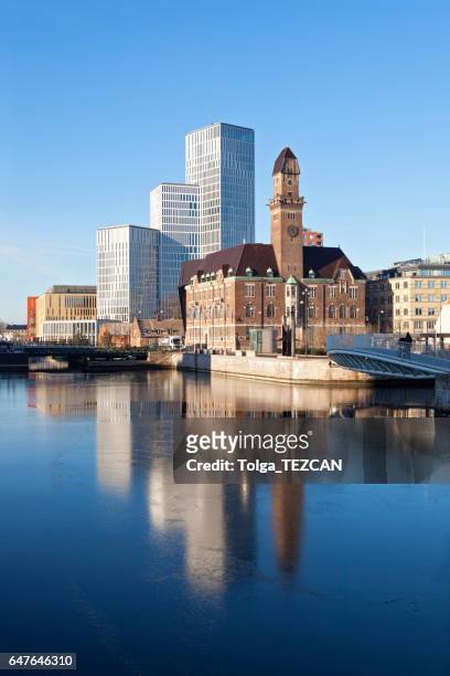 downtown malmo with old and modern buildings - malmö stock pictures, royalty-free photos & images