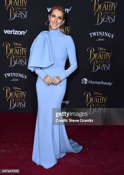 Celine Dion arrives a the Premiere Of Disney's "Beauty And The Beast" at El Capitan Theatre on March 2, 2017 in Los Angeles, California.