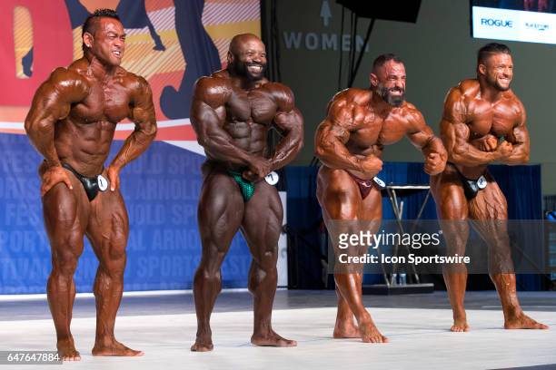 Hidetada Yamagishi , Charles Dixon , Guy Cisternino , and Zane Watson compete in the Arnold Classic 212 as part of the Arnold Sports Festival on...