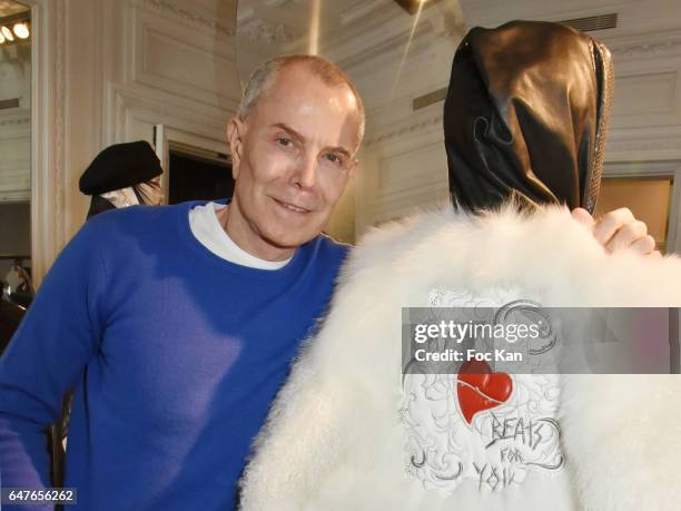 Jean Claude Jitrois poses with his work during the Jean Claude Jitrois: Exhibition as part of the Paris Fashion Week Womenswear Fall/Winter 2017/2018...