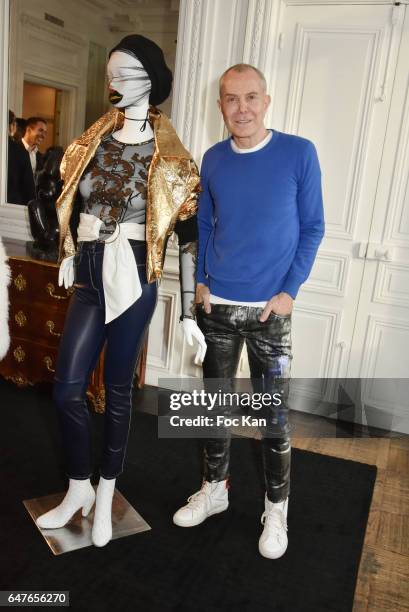 Jean Claude Jitrois poses with his work during the Jean Claude Jitrois: Exhibition as part of the Paris Fashion Week Womenswear Fall/Winter 2017/2018...