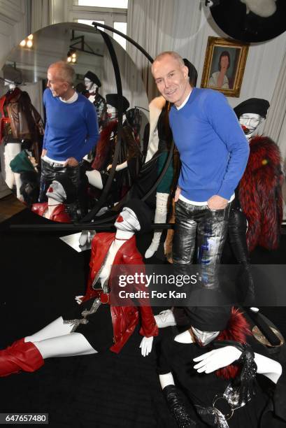 Jean Claude Jitrois poses with his work during the Jean Claude Jitrois: Exhibition as part of the Paris Fashion Week Womenswear Fall/Winter 2017/2018...