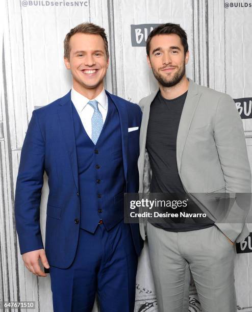 Actors Freddie Stroma and Josh Bowman attend Build Series to discuss 'Time After Time' at Build Studio on March 3, 2017 in New York City.