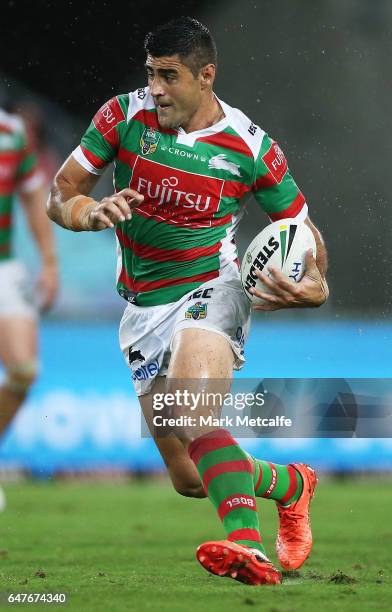 Bryson Goodwin of the Rabbitohs in action during the round one NRL match between the South Sydney Rabbitohs and the Wests Tigers at ANZ Stadium on...