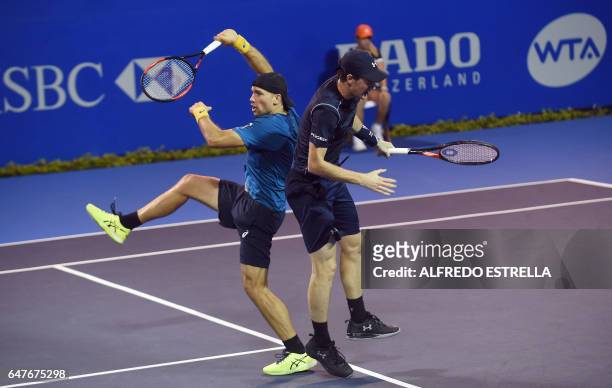Tennis player Jamie Murray and his partner Brazilian tennis player Bruno Soares against Germany tennis player Philipp Petzschner and Pakistani tennis...
