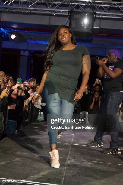 Gia Marie Love vogues down the runway during NYC Movement Ball Celebrating "Kiki" at Neuehouse on March 3, 2017 in New York City.