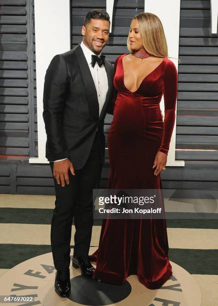 Professional football player Russell Wilson and singer Ciara arrive at the 2017 Vanity Fair Oscar Party Hosted By Graydon Carter at Wallis Annenberg...